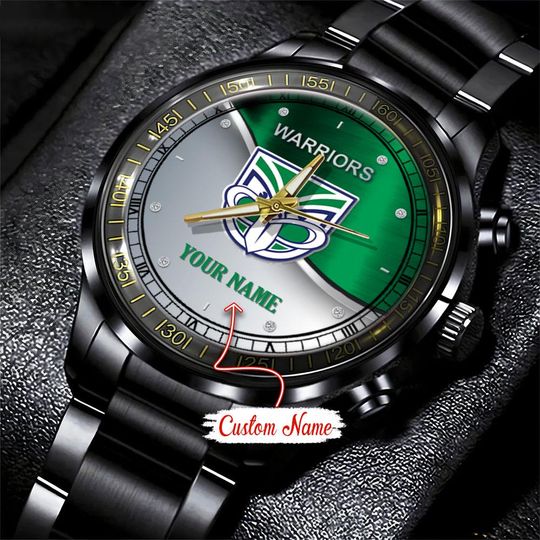 Discover New Zealand Warriors NRL Personalized Metal Black Stainless Steel Watch For Fan