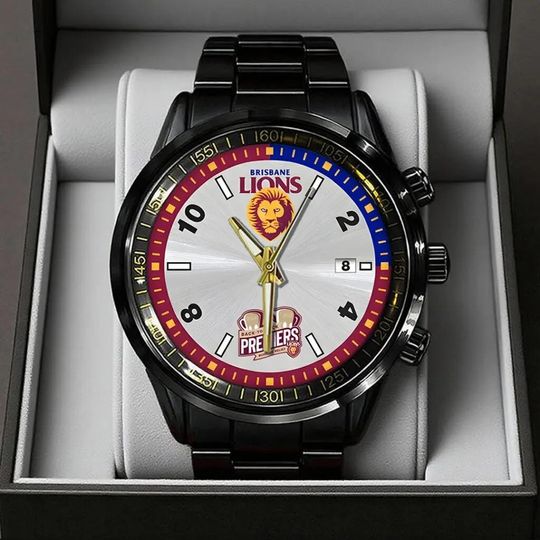 Discover Brisbane Lions Premiers 2025 Black Stainless Steel Watch