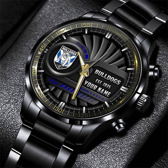 Discover Canterbury Bankstown Bulldogs Personalized Black Fashion Hand Watch Gifts For Dad