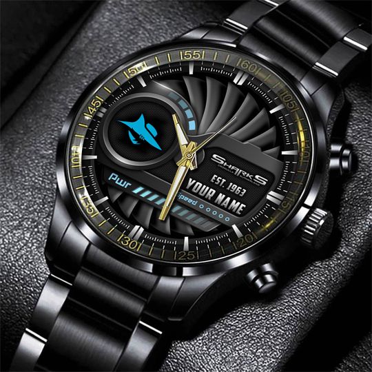 Discover Cronulla Sutherland Sharks Personalized Black Fashion Hand Watch Gifts For Dad