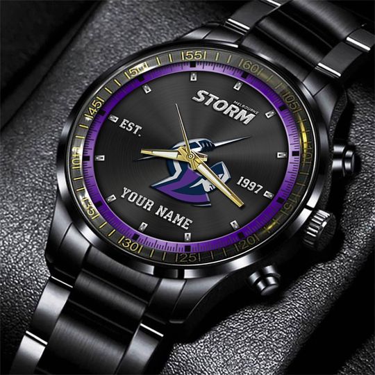 Discover Melbourne Storm NRL Personalized Sport Black Fashion Watch Gifts For Fans