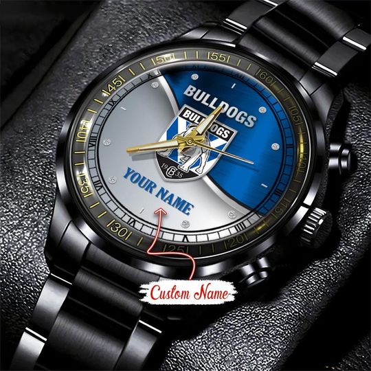 Discover Canterbury Bankstown Bulldogs NRL Personalized Metal Black Stainless Steel Watch For Fan