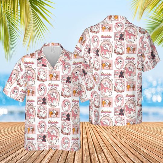 Discover Disney Cat Marie Hawaiian Shirt, The Aristocats Hawaiian Shirt, Aristocats Characters Shirt, Disney Coquette, Aristocats Movie Button Up