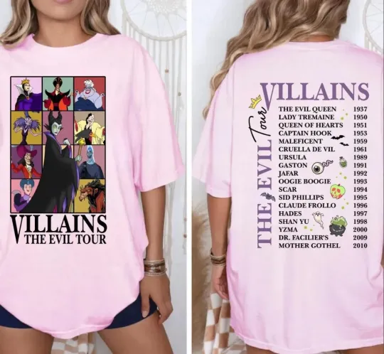 Villains Evil Tour Halloween Maleficent Evil Queen Retro Good To Be Bad T-Shirt