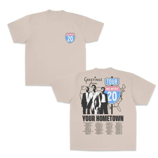 Discover The Jonas Brothers Greeting s From Your Hometown Route 20 Tour 2025  T-shirt