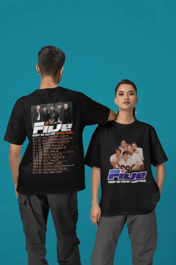 Discover Five Band Tour T-Shirt  Keep On Movin  2025 UK Tour Dates  Retro 90s Pop Music