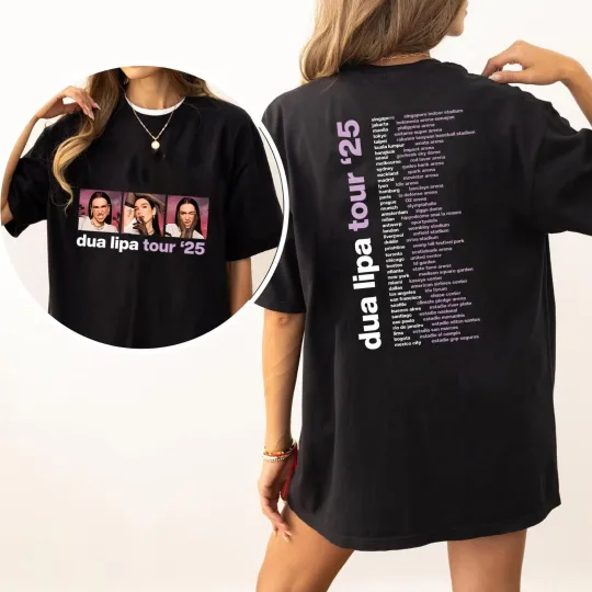 Discover Dua Lipa Radical Optimism Tour 2025 Panel Photo Concert Merch T-Shirt