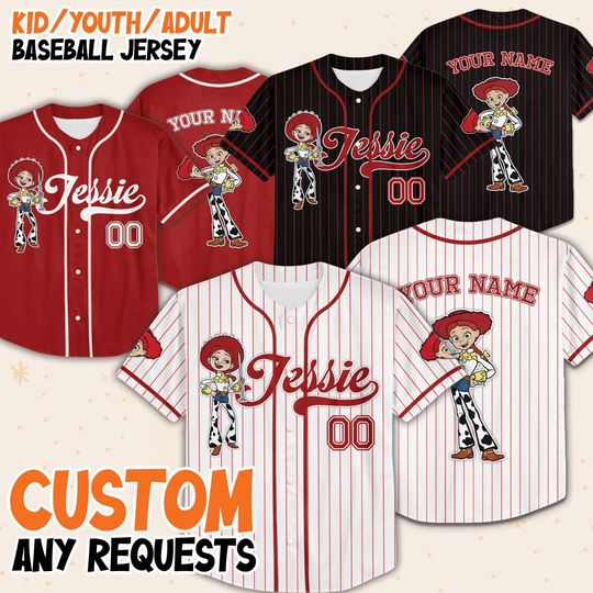 Discover Custom Disney Toy Story Jessie Baseball Jersey, Custom Kids Youth Adult Disney Baseball Jersey Sports Outfit, Disneyland Vacation, Summer