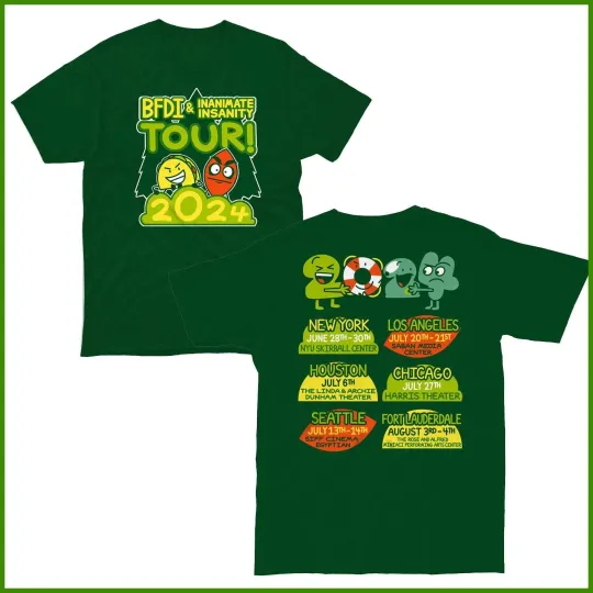 Discover BFDI x Inanimate Insanity 2024 Tour T-Shirt