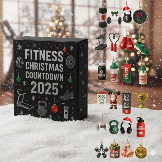 Discover Advent Calendar Christmas Ornament 2025 Fitness Acrylic Decor Set Gym Inspired Countdown Gift for Workout Enthusiasts and Athletes