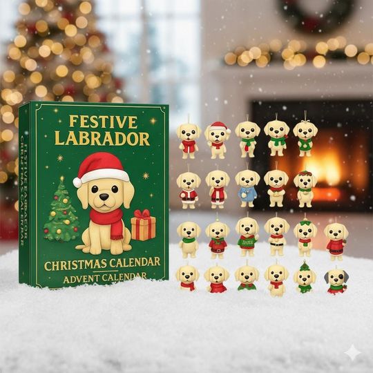 Discover Advent Calendar Christmas Ornament 2025 Labrador Acrylic Decor Set Cute Dog Figurines Holiday Gift for Pet Owners and Families