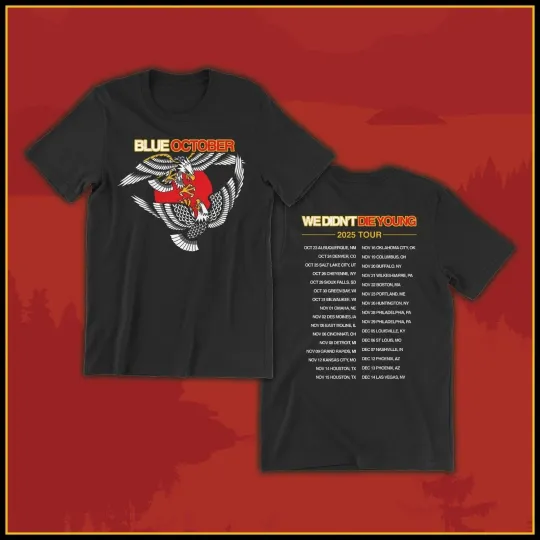 Discover Blue October We Didn t Die Young Falling Eagles 2025 Tour T-shirt