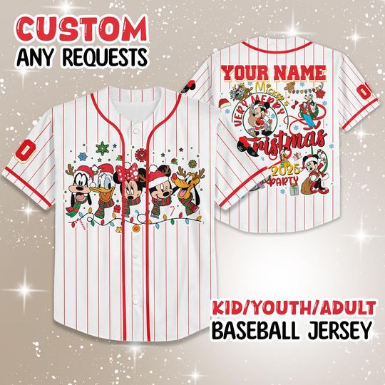 Discover Custom Disney Family Christmas Jersey, Matching Christmas Jersey, Personalized Disney Character Christmas Jersey, 2025 Mickeys Very Merry