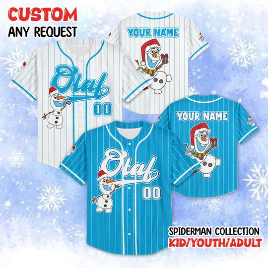 Discover Custom Christmas Olaf Frozen Baseball Jersey, Custom Christmas Disney Olaf Shirt, Disneyland Frozen Baseball Team Outfit, Disney Matching