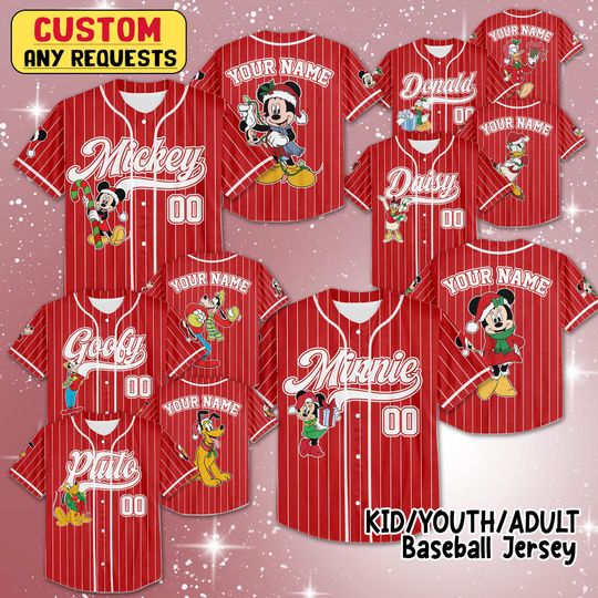 Discover Personalized Mickeys Very Merry Christmas Disney Christmas Baseball Jersey,Custom Christmas Disney Family Jersey, Matching Disneyland Shirt