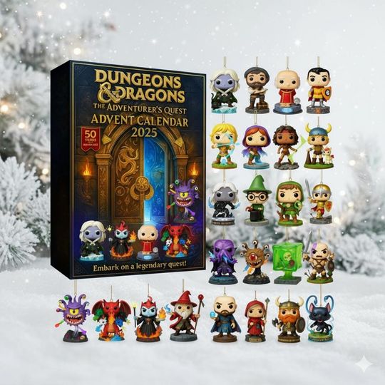Discover Fantasy Adventurer 24 Acrylic Ornaments Set, Dungeon Hero Christmas Tree Hanging Decor, RPG Character Gift for Fantasy Lovers 2025 Holiday