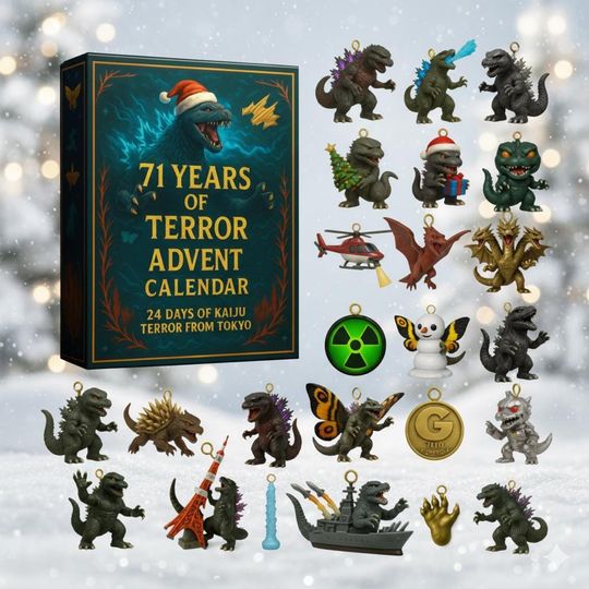 Kaiju Monster Acrylic Advent Calendar Blind Box Set, Tokyo Beast Christmas Tree Ornaments, Sci-Fi Collector's Holiday Decor 2025