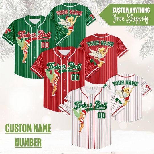 Discover Personalized Tinker Bell Christmas Baseball Jersey, Disney Princess Christmas Jersey, Disneyland Tis The Season Sparkle Disney Peter Pan Tee