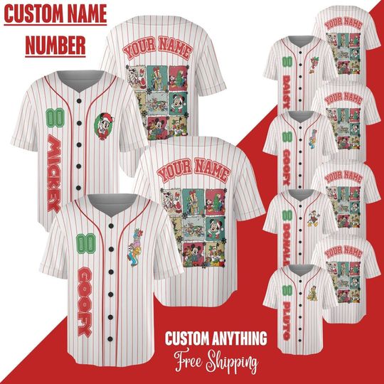 Discover Custom Disney Family Christmas Jersey, Matching Christmas Jersey, Personalized Disney Character Christmas 2025 Mickeys Very Merry Shirt