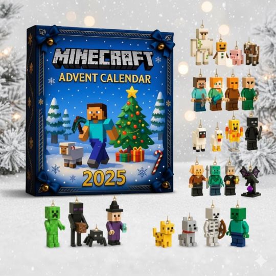 Discover Pixel Block 24 Acrylic Ornaments Set, Game Character Christmas Tree Hanging Decor, Fun Gift for Gamers and Kids 2025 Holiday