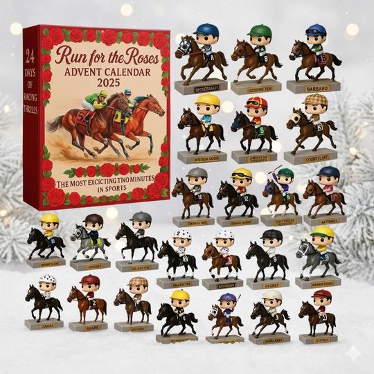 Discover Horse Racing 24 Acrylic Ornaments Set, Jockey and Stallion Christmas Tree Hanging Decor, Equestrian Gift for Riders and Fans 2025 Holiday