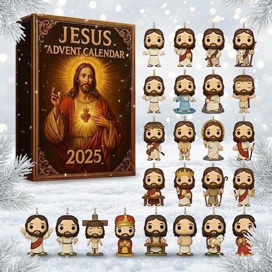 Discover Jesus 24 Acrylic Ornaments Set, Sacred Heart Christmas Tree Hanging Decor, Faith Gift for Christian Families and Church 2025 Holiday