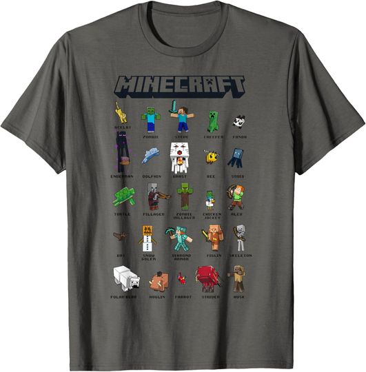 Discover Minecraft Group Shot Poster Collage Style T-Shirt