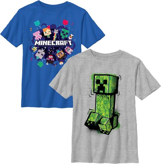 Boy's Minecraft Alex and Creeper Art T-Shirt, Gift For Fans, Christmas Gift