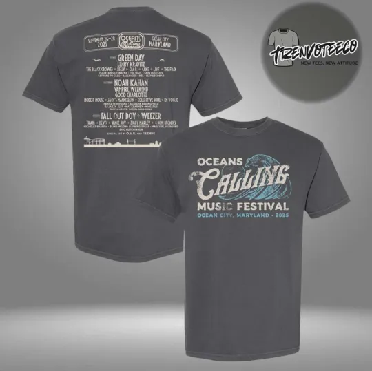 Discover Oceans Calling Festival 2025 Wave Lineup Two Sided Unisex T-Shirt
