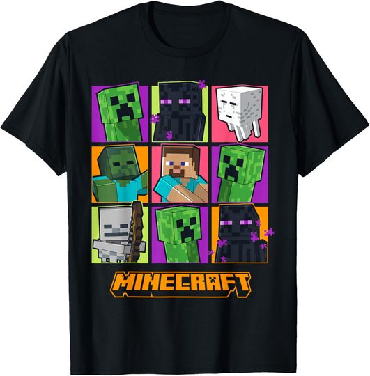Minecraft Creeper Enderman Characters Grid T-Shirt, Gift For Fans, Christmas Gift