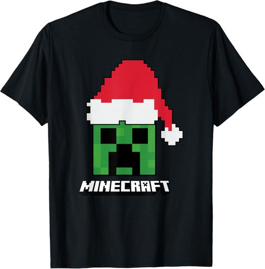 Minecraft Christmas Creeper Santa Hat T-Shirt, Gift For Fans, Christmas Gift