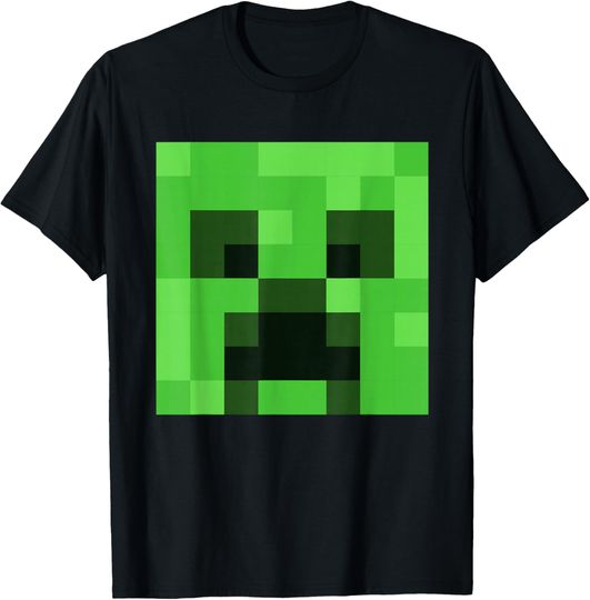 Minecraft Creeper Pixelated Big Face Character T-Shirt, Gift For Fans, Christmas Gift