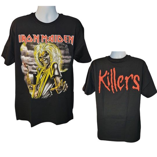 Discover Iron Maiden Killers Double Sided T-Shirt - Vintage Black Concert Tee for Men