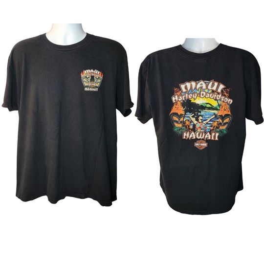 Haarleyy Davidson Maui Hawaii T-Shirt Men’s XL Double Sided Print Vintage High Quality