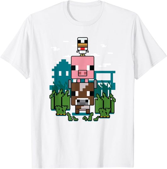 Discover Minecraft Farm Animal Stack Poster T-Shirt, Gift For Fans, Christmas Gift