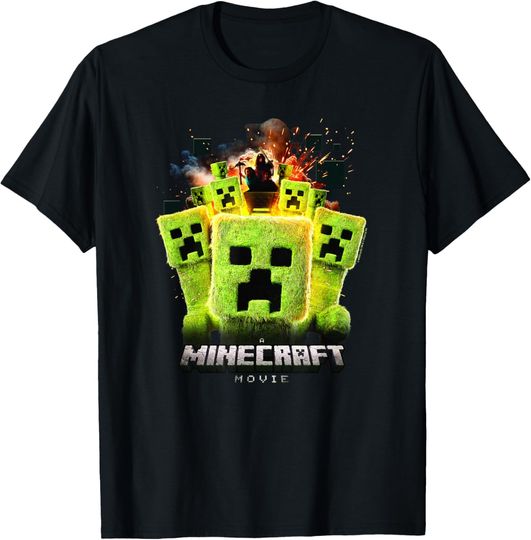 Discover A Minecraft Movie Group Of Creepers Surrounding The Gang T-Shirt