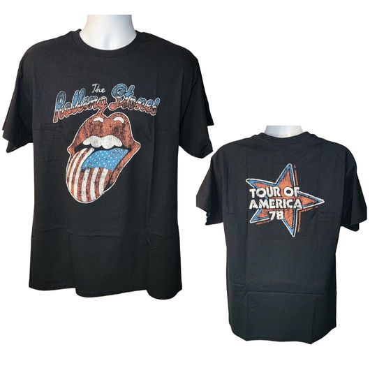 The Rolling Stones Tour of America Vintage Band T-Shirt Black