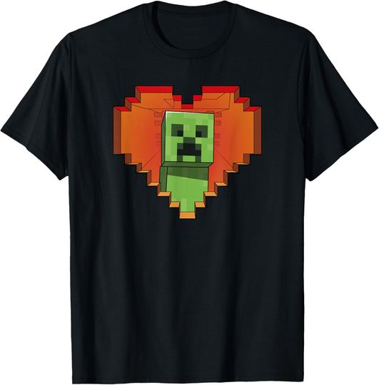 Discover Minecraft Heart Logo Creeper Fill T-Shirt, Gift For Fans, Christmas Gift