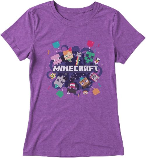 Discover Minecraft Girl's Portal Party Graphic T-Shirt - Features Alex & Steve Character - Mine Craft Movie Merch