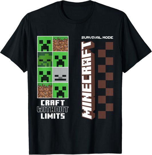 Discover Minecraft Survival Icons Grid Pixel T-Shirt, Gift For Fans, Christmas Gift