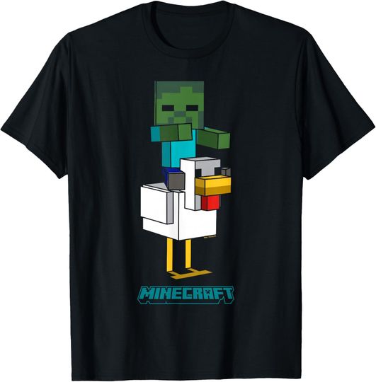 Discover Minecraft Chicken Jockey Lurking Portrait T-Shirt, Gift For Fans, Christmas Gift