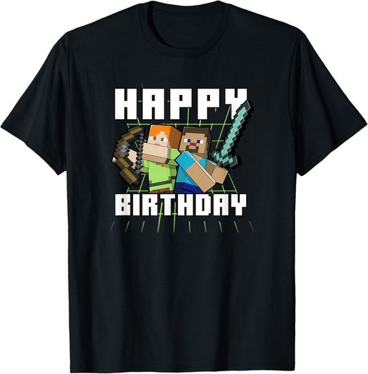Discover Minecraft Alex & Steve Happy Birthday T-Shirt, Gift For Fans, Christmas Gift
