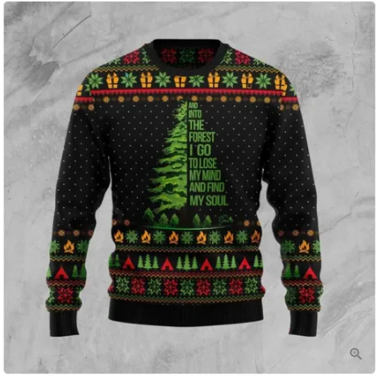 Discover Into The Forest I Go Camping Ugly Christmas Sweater