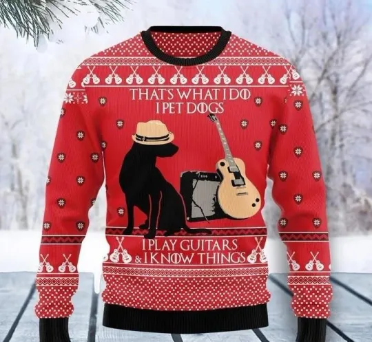Discover Dog Guitar Christmas Ugly Christmas Sweater