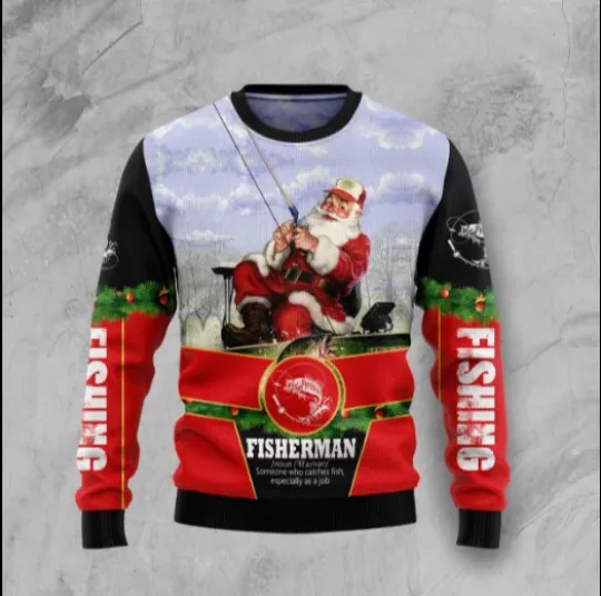 Discover Santa Fisherman Ugly Christmas Sweater