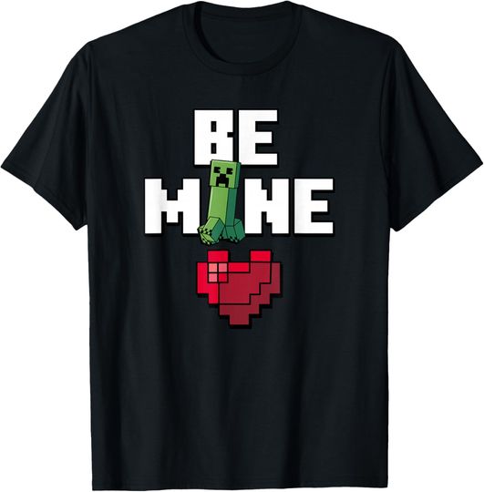 Minecraft Valentine's Day Creeper Be Mine Heart T-Shirt