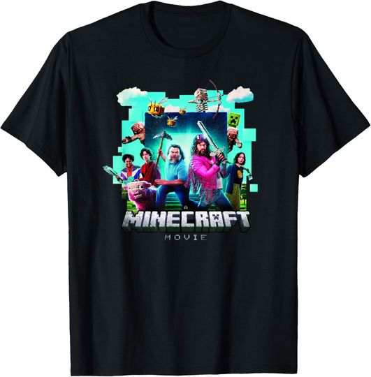 Discover A Minecraft Movie Adventure Gang Main Characters Group Shot T-Shirt