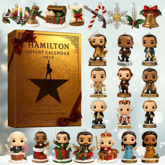 Discover Hamilton Advent Calendar 2025, 24-Day Christmas Countdown, Musical Collectible Ornaments, Broadway Gift for Fans & Holiday Decor