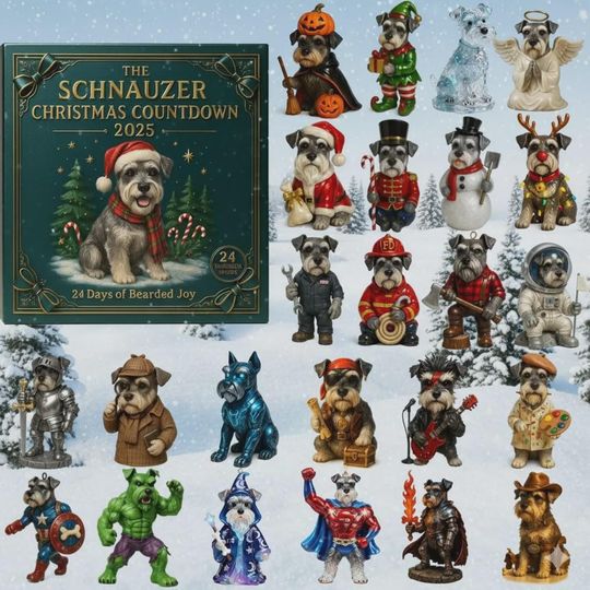 Discover The Schnauzer Christmas Advent Calendar 2025, 24 Mini Dog Ornaments, 2D Acrylic Christmas Advent Calendar 2025, Christmas Ornament Countdown