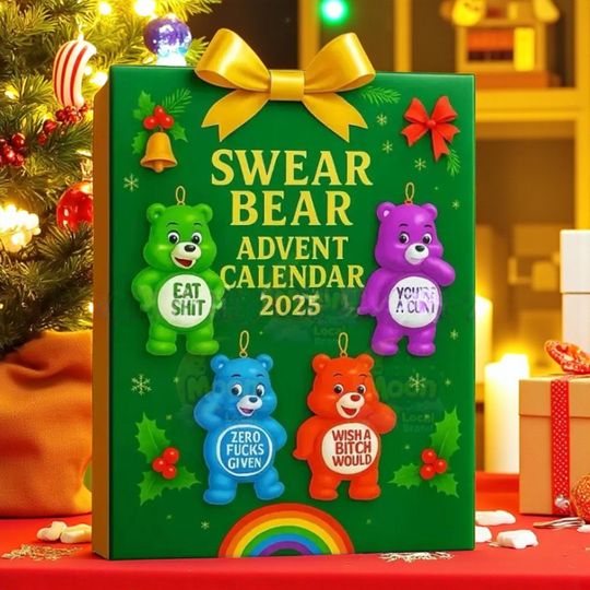 Discover 2D Acrylic Swear Bear Advent Calendar 2025: Funny Adult Humor Gag Gift